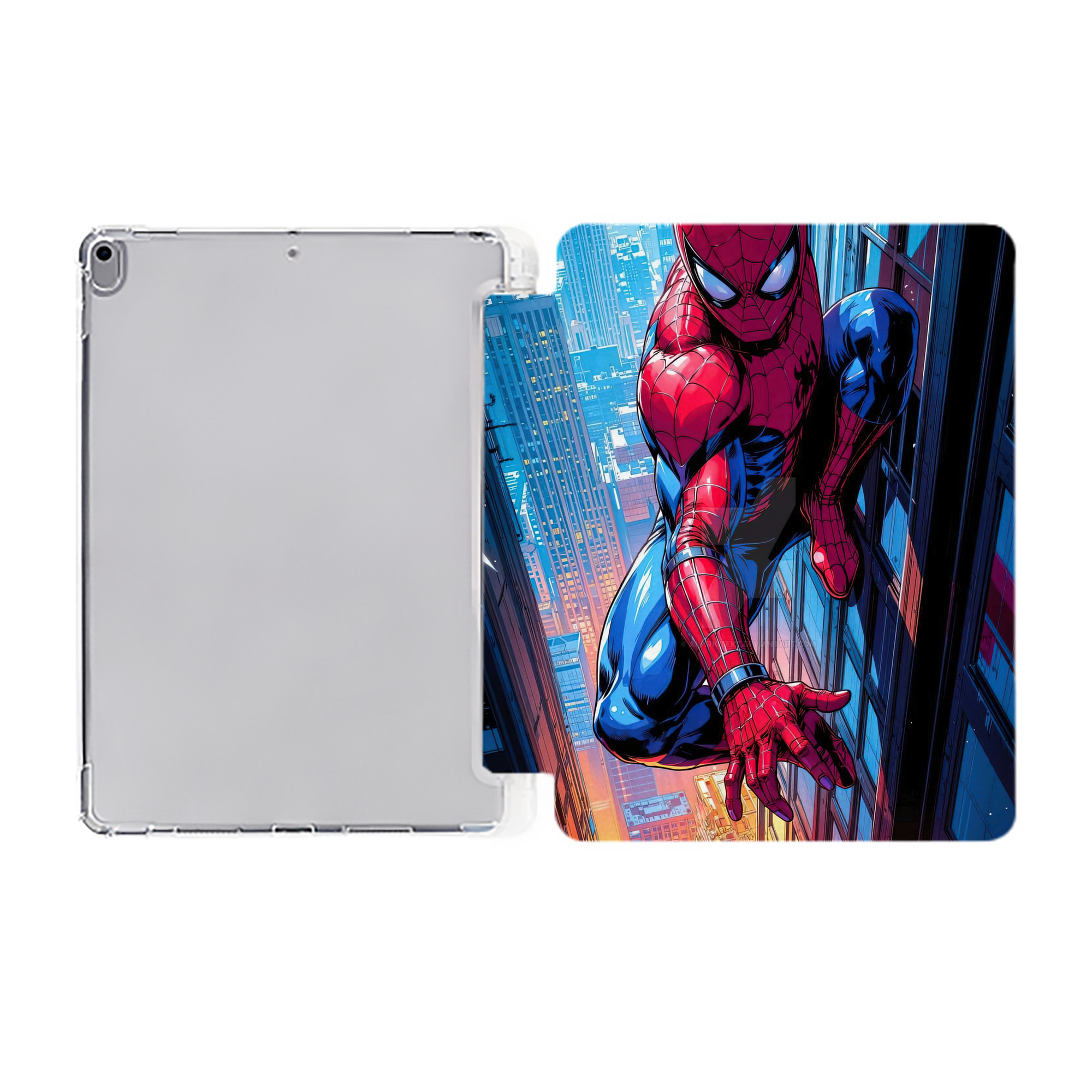 （画像用） Spider Man スパイダーマン IPad ケース ペン収納付き 三つ折りスタンド PUレザー×シリコン 対応機種9.5/10.5/10.9インチ